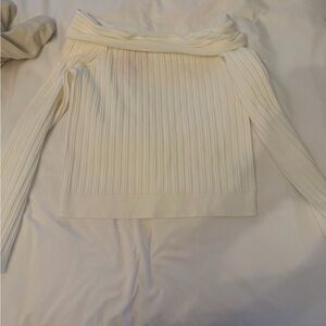 Edikted Off-the-Shoulder Ribbed Cream Sweater